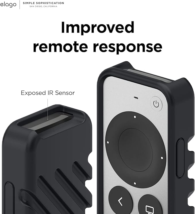 elago R3 Protective Case Compatible with 2022 Apple TV Siri Remote 3rd Generation, Compatible with 2021 Apple TV Siri Remote 2nd Gen - Lanyard, Great Grip, Shock Absorption, Drop Protection [Black]