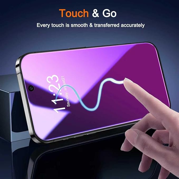 Milomdoi 3 Pack Gradient Colorful Privacy Screen Protector for iPhone 17 [Anti-Blue Light Private Film], 3 Pacs Camera Lens Protector Accessories, Case Friendly, Anti-Spy Tempered Glass,Purple