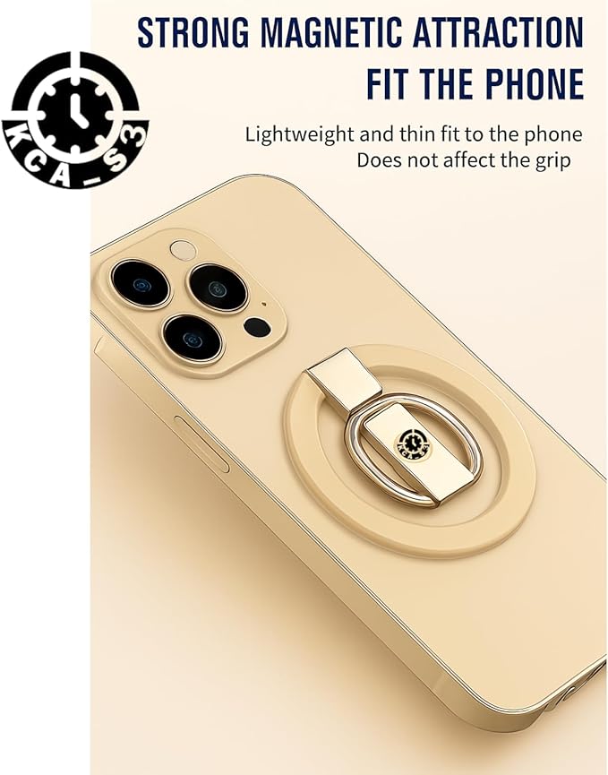Champagne Luxury Phone Ring Holder 360° Rotation Premium Metal Kickstand iPhone 15 16 17 Pro Max Samsung Galaxy S24 Ultra Magnetic Grip Anti-Drop Adjustable Stand Wireless Charging Compatible