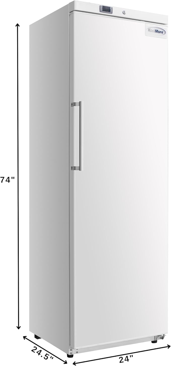 KoolMore KM-RIF-1D12C-WH 23 in. Commercial Auto-Defrost Reach-in Freezer, 12 Cu. ft. and ETL Listed in White