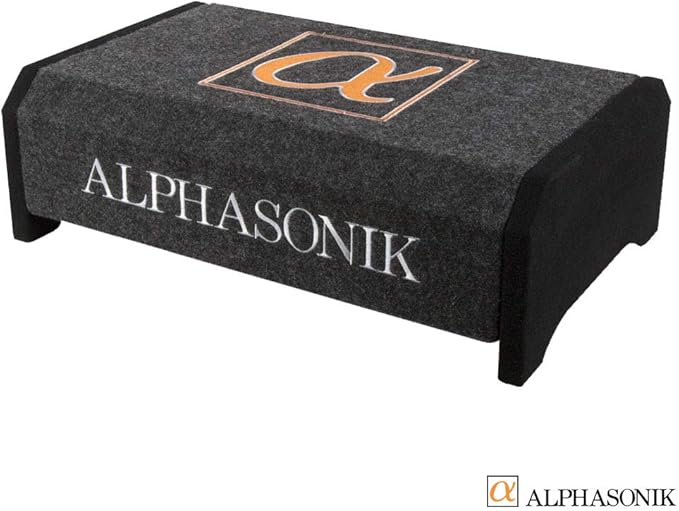 Alphasonik AS10DF 10" 1200 Watts 4-Ohm Down Fire Shallow Mount Flat Enclosed Sub woofer for Tight Spaces in Cars and Trucks, Slim Thin Loaded Subwoofer Air Tight Sealed Bass Enclosure