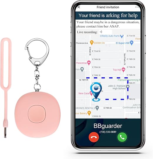 5-in-1 Smart Personal Alarms for Women, 130dB Sound, Notify Emergency Contacts by Email/SMS/Call, GPS Tracker and Audio Recording, Key Finder, Phone Anti-Lost, Timer Alarm, Bluetooth Connect