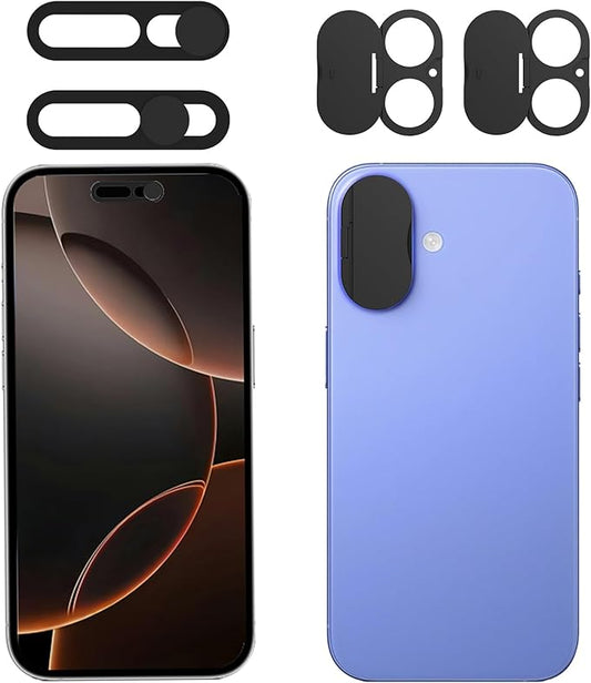 Privacy Cover Compatible for iPhone 16 /iPhone 16 Plus with Front Camera Cover,Protect Privacy and Security But Not Affect Facial Recognition（2Pack）