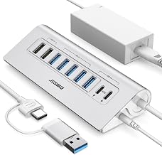 Powered USB Hub 10Gbps, JESWO 9-Port USB C 3.2 Hub with 65W Power Adapter - Image 1