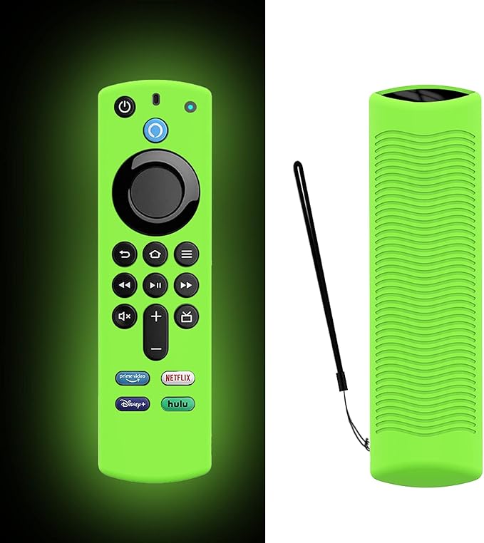 LEFXMOPHY Glow Green Remote Case Replacement for TV Stick Voice Remote (3rd Gen) 2021 Release, Silicone Protective Case Sleeves with Lanyard Glow in Dark