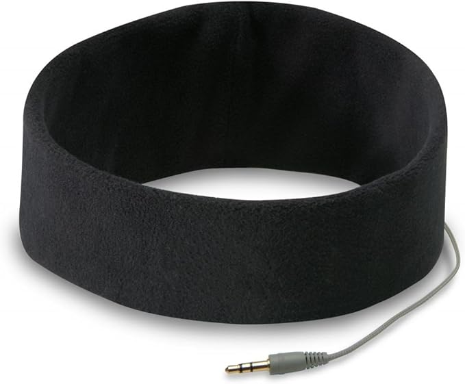 AcousticSheep SleepPhones Classic | Corded Headphones for Sleep, Travel, and More | The Original and Most Comfortable Headphones for Sleeping | Midnight Black - Fleece Fabric (Size S)