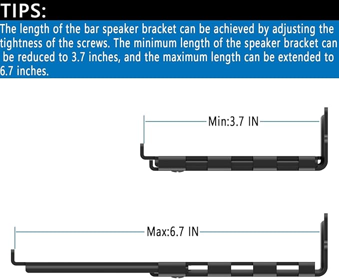 Soundbar Mount | Works with All Soundbar Including Samsung, Sony, Vizio, LG, & More | Depth Adjustable Sound Bar Mounts Under TV Bracket (Black: V02)