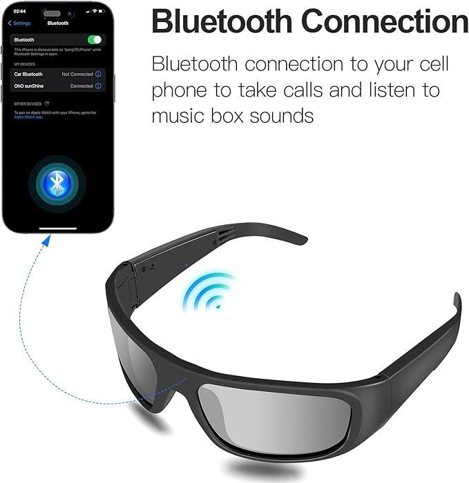 OhO sunshine, Polarized Sunglasses with Bluetooth Speaker, Open Ear Audio, Athletic/Outdoor UV Protection and Voice Control