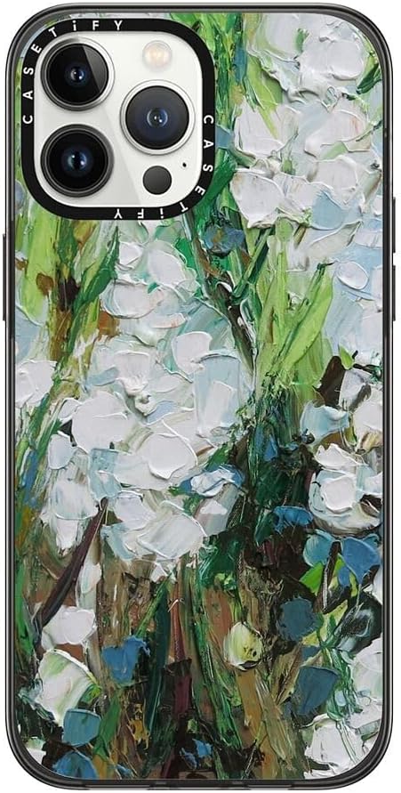 CASETiFY Compact iPhone 13 Pro Max Case [4 ft. 2X Military Grade Drop Protection/Slim/Lightweight] - Wild Squill Flowers - Clear Black