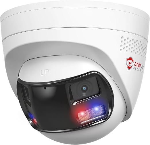 Anpviz 4k 8MP Wired Dual Lens PoE IP Camera, 180° Panoramic Security Camera