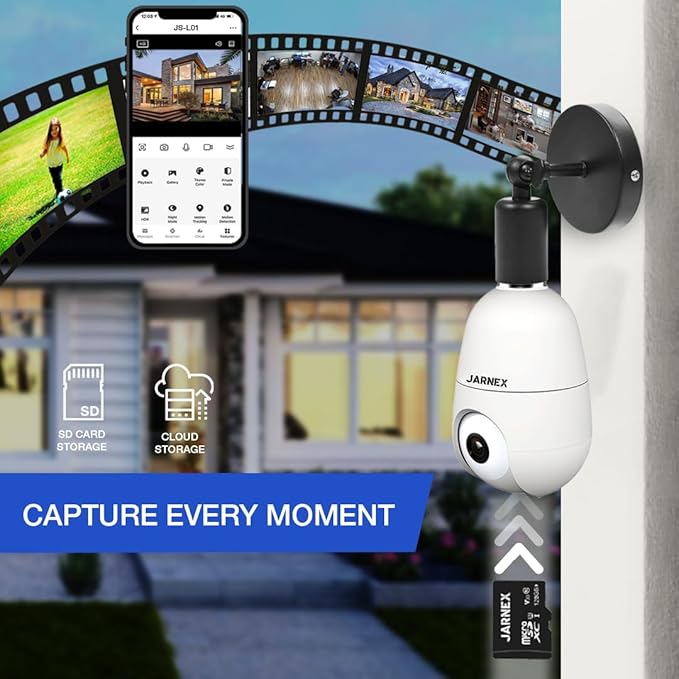 4MP Bulb Home Security Camera - 5G & 2.4GHz WiFi, 360° Wireless Outdoor/Indoor, Color Night Vision, 2-Way Audio, Siren Alarm, Compatible with Google and Alexa