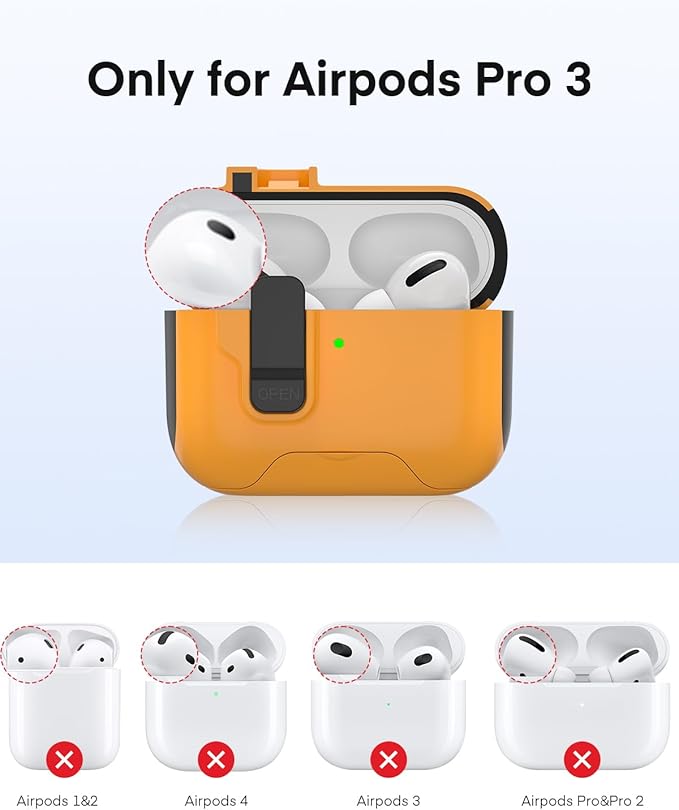 Maxjoy for AirPods Pro 3 Protective Case with Cleaning Kit, Military Hard Case with Lock Shock-Absorbing, Yellow