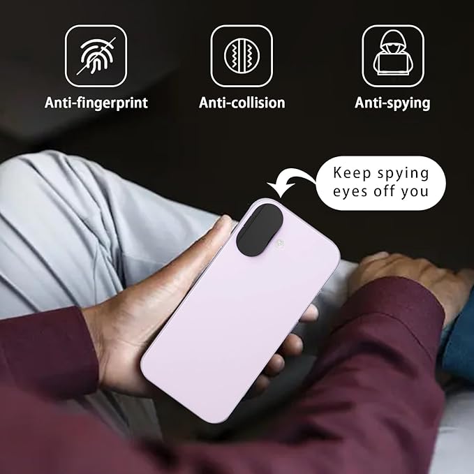 Privacy Lens Cover Compatible for iPhone 17 with Front Camera Cover,Protect Privacy and Security But Not Affect Facial Recognition（2Pack） Black