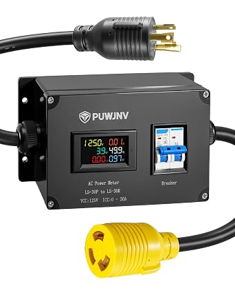 30A AC Power Meter, 125V L5-30P to L5-30R Outlet Energy Monitor