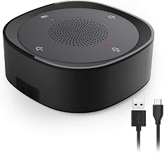 USB Speakerphone Microphone, Conference Speaker Omnidirectional Computer Mic, with 360º Voice Pickup, Touch-Sensor Buttons for Mute/unmute, Streaming, Call Speaker Skype, Webinar, Interview -(JV801) - Image 1