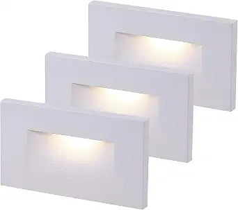 CLOUDY BAY 120V Dimmable LED Indoor Outdoor Step Light,3-Pack,3000K Warm White,Stair Light,White Finish