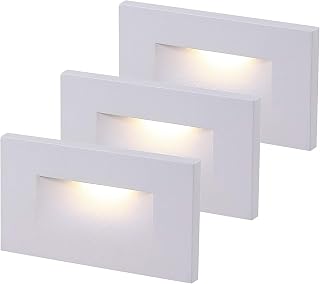 CLOUDY BAY 120V Dimmable LED Indoor Outdoor Step Light,3-Pack,3000K Warm White,Stair Light,White Finish - Image 1