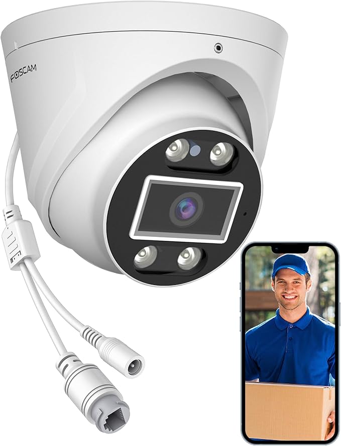 FOSCAM 4K 8MP Security IP POE Cameras, T8EP UltraHD Home Surveillance Security Camera Outdoor with Two-Way Audio, 66ft Color Night Vision, Human/Vehicle Detection, IP66 Waterproof