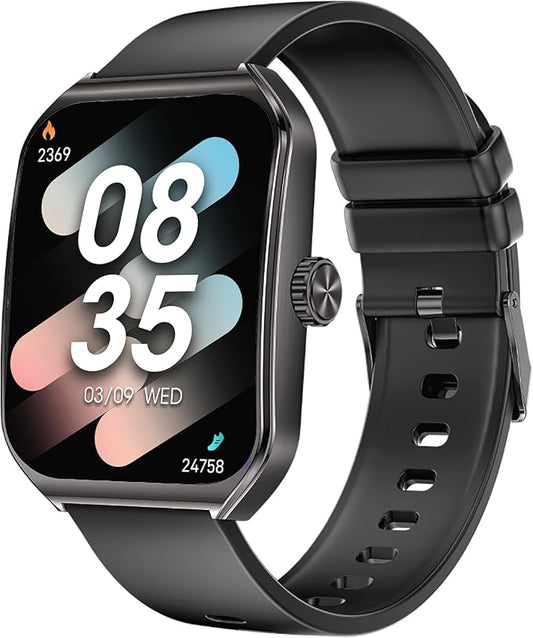 AOLON Smart Watches for Men Women, 1.83" HD Display with 3D Curved Glass, Metal Fitness Smart Watch with Heart Rate, SPO₂, Sleep & Stress Monitoring Fitness Tracker with Android & iOS（Black）