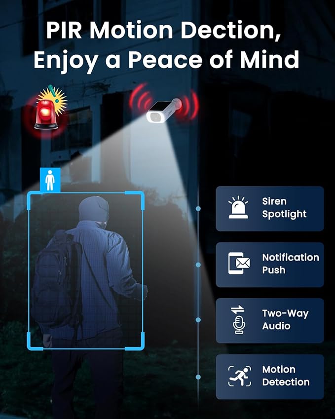 ANRAN 2K Solar Security Cameras Wireless Outdoor 4 Pack – Human Detection, Color Night Vision & Spotlight