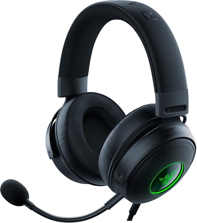 Razer Kraken V3 Wired USB Gaming Headset: Triforce Titanium 50mm Drivers - Detachable HyperClear Mic (Renewed)