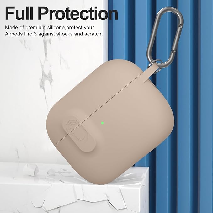 ATUAT for AirPods Pro 3 Case with Magnetic Lid Lock, Protective Soft Silicone Cover with Keychain Cleaner Kit for Women Men for Apple AirPods Pro 3rd Generation(2025), Front LED Visible, Milk Tea