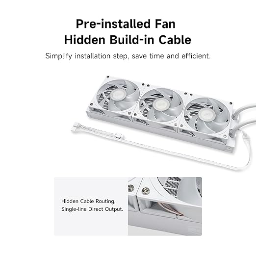 PCCOOLER Liquid CPU Cooler ARGB Display, 360mm AIO with 2.8-Inch LCD Screen, Ceramic Bearing Pump, 3×120mm ARGB PWM Fans, Aluminum Radiator, Intel LGA 1851/1700 & AMD AM5 Compatible(GT360M White)