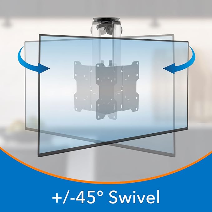 Mount-It! Flip Down TV & Monitor Mount, Under Cabinet & Ceiling Bracket for Kitchens, RVs & Small Spaces | Fits 13–37 Inch Screens | VESA 75x75 100x100 200x200 | Tilt & Swivel | 44 lbs Capacity