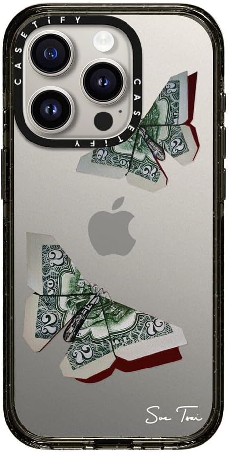 CASETiFY Impact iPhone 15 Pro Case [4X Military Grade Drop Tested / 8.2ft Drop Protection] - MONEYFLY iPhone CASE by SUE TSAI - Clear Black