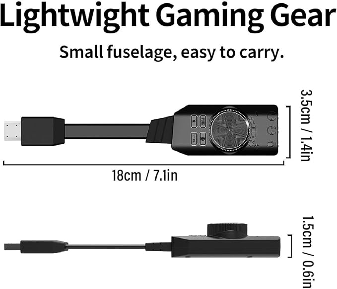 USB Sound Card with 7.1 Surround | Plug & Play for Gaming Headset, Microphone Mute Key, Compatible with Android, Switch