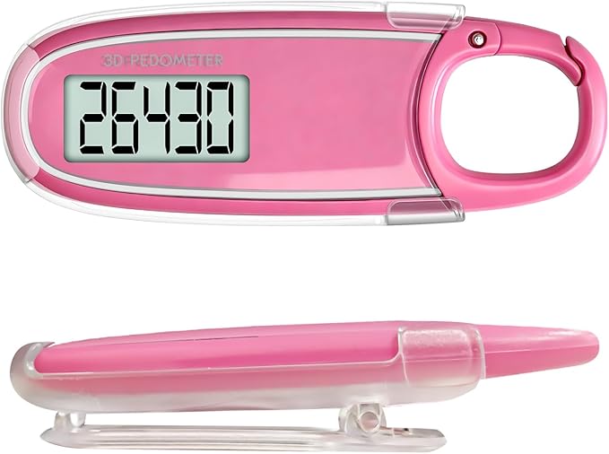 3D Pedometer for Walking with Removable Clip and Carabiner Simple Step Counter for Walking Accurate Clip On Step Tracker for Men Women Kids