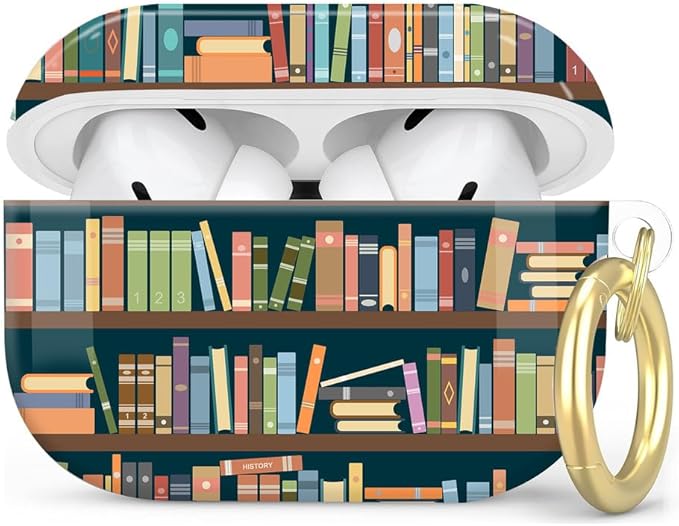 Compatible with AirPod Pro 2nd/1st Generation Case Cover with Key Chain,Full Protective Shockproof Wireless Headphone Case for Airpod Pro 2023/2022/2019(Library Books)