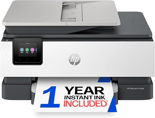 HP OfficeJet Pro 8139 Wireless All-in-One Color Inkjet Printer, Print, Scan, Copy, Fax, ADF, Duplex Printing Best-for-Home-Office, 1 Year Trial of Instant Ink Included, AI-Capable (C2VK3A)