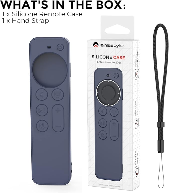 AhaStyle Protective Case for 2021 Apple TV Siri Remote 4k, Anti-Slip Silicone Cover Skin Compatible with Apple TV Remote/Siri Remote [2nd Generation] (Midnight Blue)