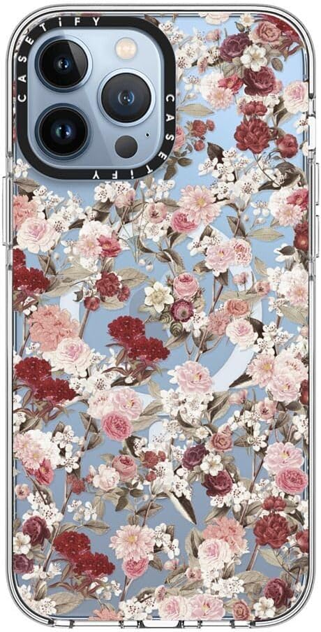 CASETiFY Clear iPhone 13 Pro Max Case [Not Yellowing / 6.6 ft. 3X Military Grade Drop Protection/Compatible with Magsafe] - Vintage Flower Monday - Clear