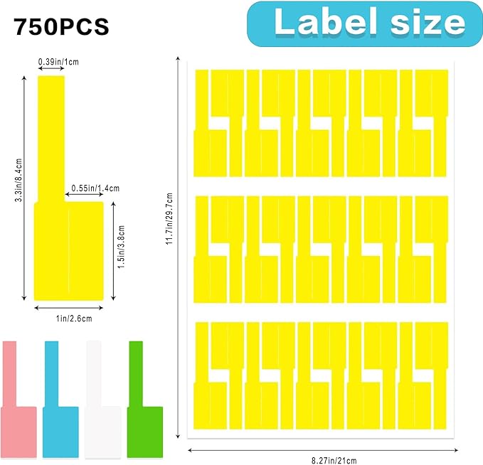 750Pcs Cable Labels 25 Sheets Waterproof Tags 5 Colors Cable Management Labels,for Laser Printers and Handwritten Self-Adhesive and Tear Resistant Label