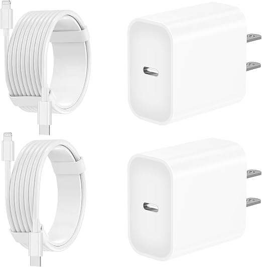 Fast iPhone Charger 10FT, [MFi Certified] Extra Long Charge Fast Charging 2Pack 20W USB C Wall Charger Block Plug 10FT Lightning Cable Cord Compatible for iPhone 14/14 Pro/14 Pro Max/13/12/11/XS/XR/X