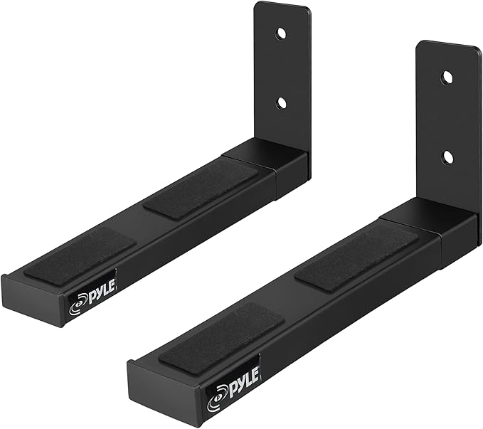 Pyle Adjustable Speaker Wall Mount Brackets - 2 Pack Extendable Steel Arms for Center Channel, Small or Large Speakers & Soundbars - 110 lbs Capacity, 6.7-11.8" Depth - Includes Mounting Hardware