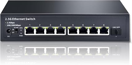 STEAMEMO 8-Port 2.5G Ethernet Switch with 10G SFP | Plug-and-Play Unmanaged Network Switch | 60Gbps Switching Capacity | Compatible with Gigabit/2.5Gb Multi-Gig for NAS, PC, Gaming & Home Office