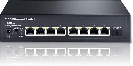 STEAMEMO 8-Port 2.5G Ethernet Switch with 10G SFP | Plug-and-Play Unmanaged Network Switch | 60Gbps Switching Capacity | Compatible with Gigabit/2.5Gb Multi-Gig for NAS, PC, Gaming & Home Office