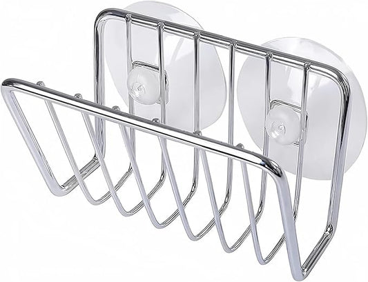 Toplife Sponge Holder for Kitchen Sink, Stainless Steel Suction Cup Sponge Caddy - Silver