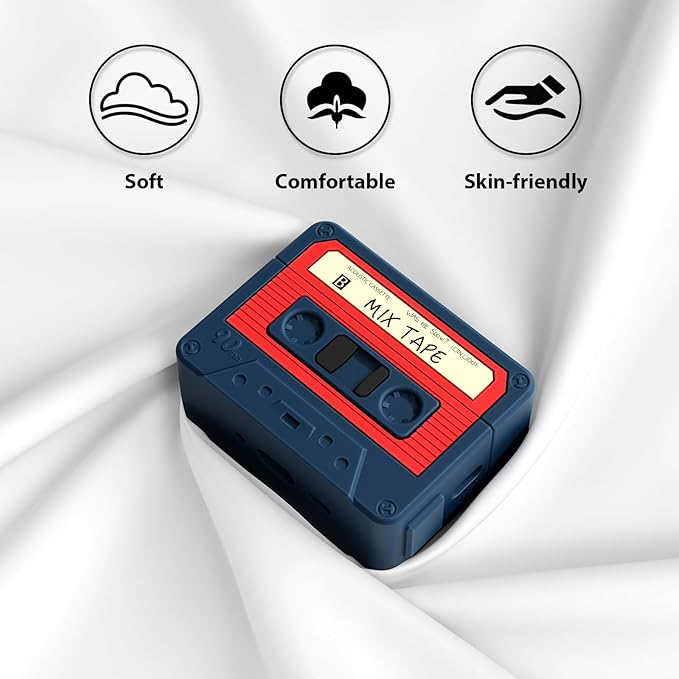 AirPods Pro 3 Case Cover, KOREDA Funny Cassette Tape Design Case for Airpods Pro 3rd Generation 2025, Cute Cartoon Fashion Silicone Protective Case for Women Men (Blue)