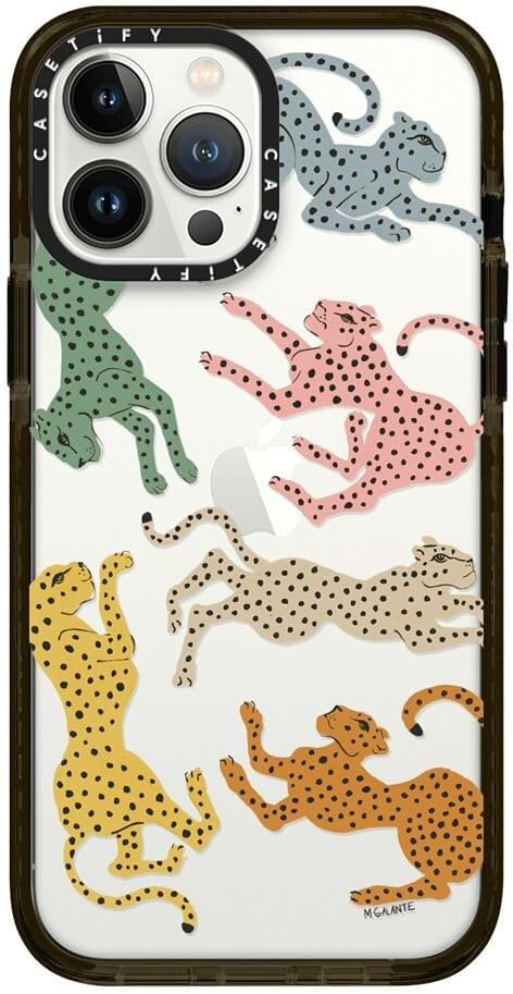 CASETiFY Impact iPhone 13 Pro Max Case [6.6ft Drop Protection] - Rainbow Cheetah by Megan Galante - Clear Black