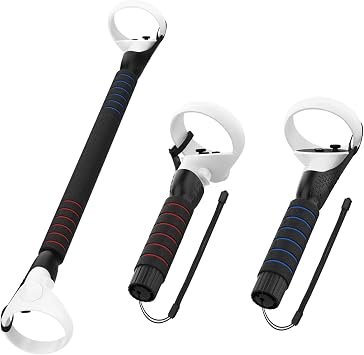 AMVR Gorilla Tag Long Arms Beat Saber Handles Compatible with Oculus Quest 2/Quest/Rift S, VR Controller Extension Grip Accessories 2 in 1 Sticks Attachment, Reinforcement with Tie Wraps(Not for Q3)
