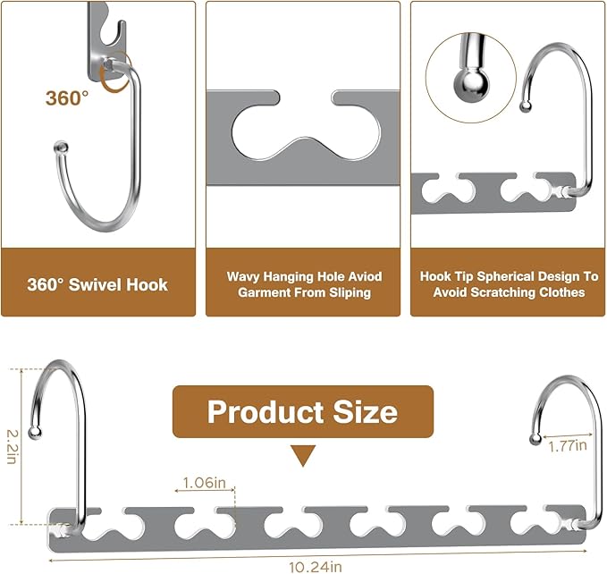 Space Saving Hangers for Clothes 6 Pack, Sturdy Metal Hangers Wardrobe Organizer, Magic Cascading Hanger, Closet Space Saver Closet Organizers and Storage