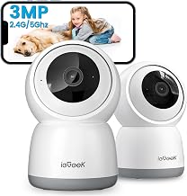 ieGeek Indoor Camera, 2K Cameras for Home Security, 5G Security Camera Indoor, 360° Pet/Dog/Baby Camera with Phone App, AI Tracking, 2-Way Audio, Night Vision, 24/7 SD Card Storage, Alexa (2 Pack) - Image 1
