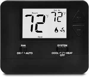 ELECTECK Digital Non-Programmable Thermostat, 1 Heat/1 Cool, Black