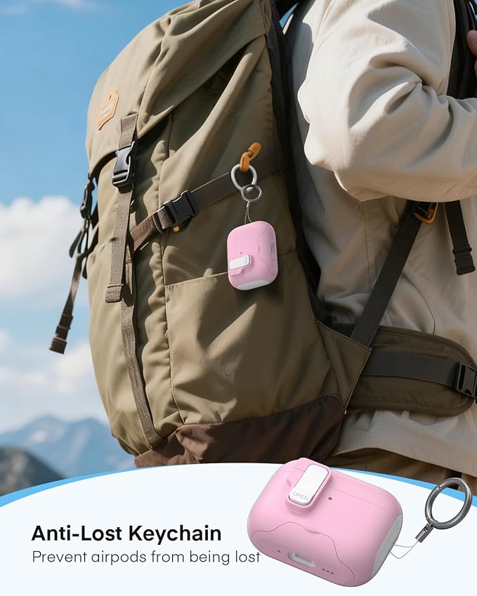 Maxjoy for AirPods Pro 3 Protective Case with Cleaning Kit, Military Hard Case with Lock Shock-Absorbing, White Pink