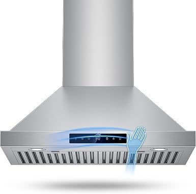 1200 CFM 30 Inch Wall Mount Range Hood, Stainless Steel Angled Design