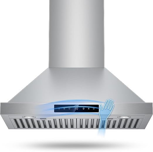 1200 CFM 30 Inch Wall Mount Range Hood, Stainless Steel Angled Design